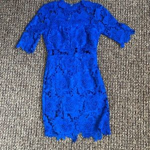 Blue lace sheath dress